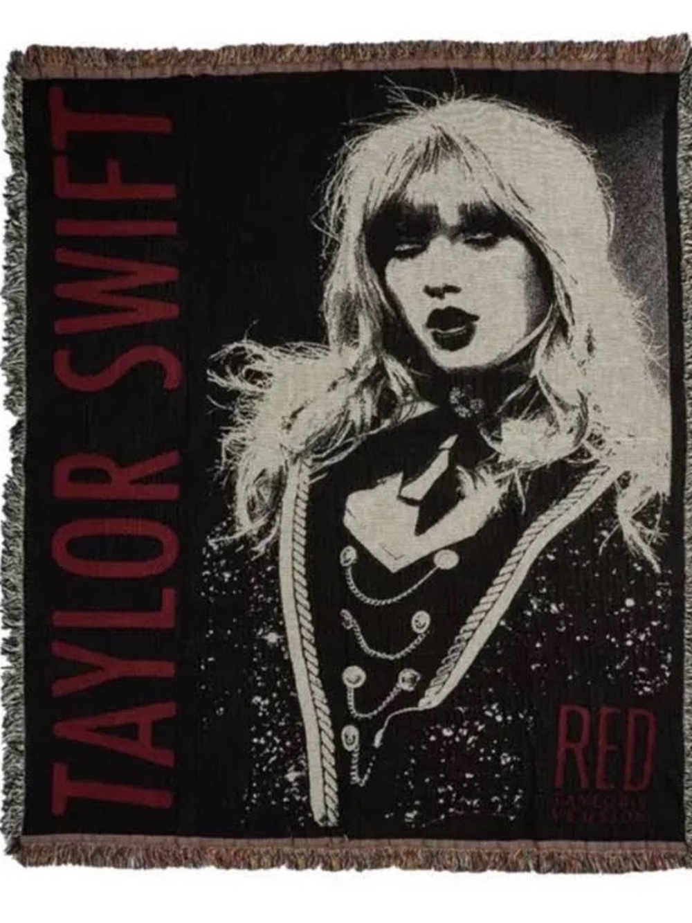 Taylor Swift Black, Cream & Deep Red Portrait Throw